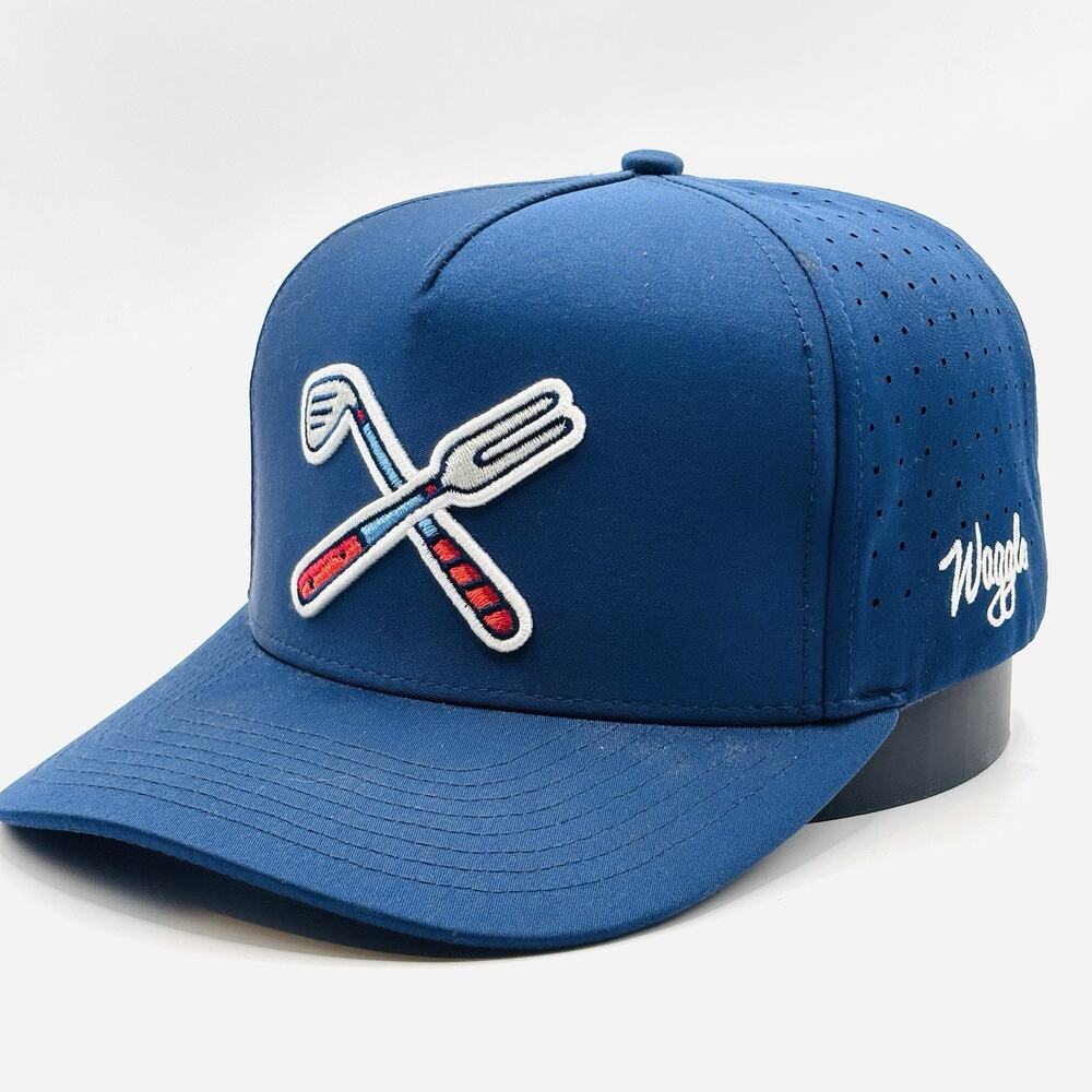 Waggle Golf Grill Master Navy Blue Snapback Golf Hat Cap Golf Club Grill Fork